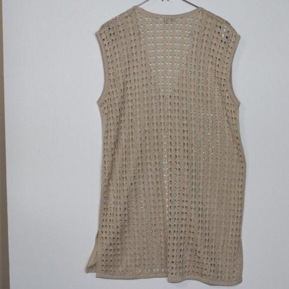 Tan Vest Cardigan Sweater Size Large - Picture 3 of 4